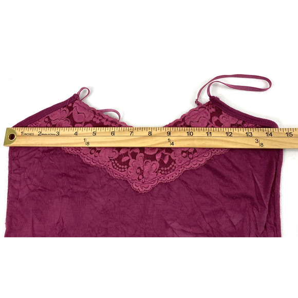 Womens Crinkle Cami Top Size Small Dark Pink Lace Fairy Coquette Whimsigoth Tank - Picture 7 of 9